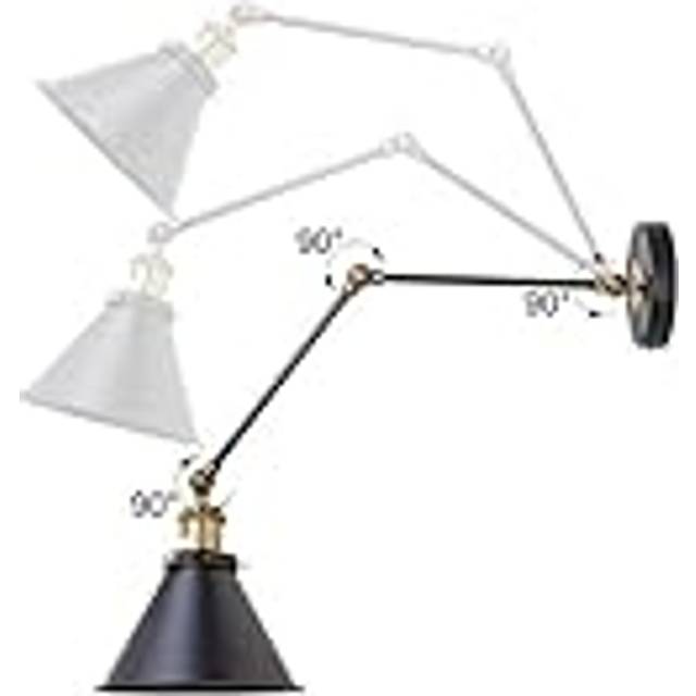 Liten Vägglampa, E27 Svart Svängarm Vägglampa, Vintage Industriella Metalllampor Belysningsarmatur, Justerbart Läslampa, för Säng/Bibliotek/Sovrum