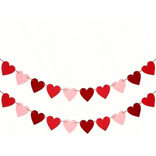 SHEIN 1pc Felt Heart Garland Valentine&#39;s Day Bunting Banner String For Wedding, Valentine&#39;s Day, Anniversary, Party, Bridal Shower, Engagement, Wedding, Hom