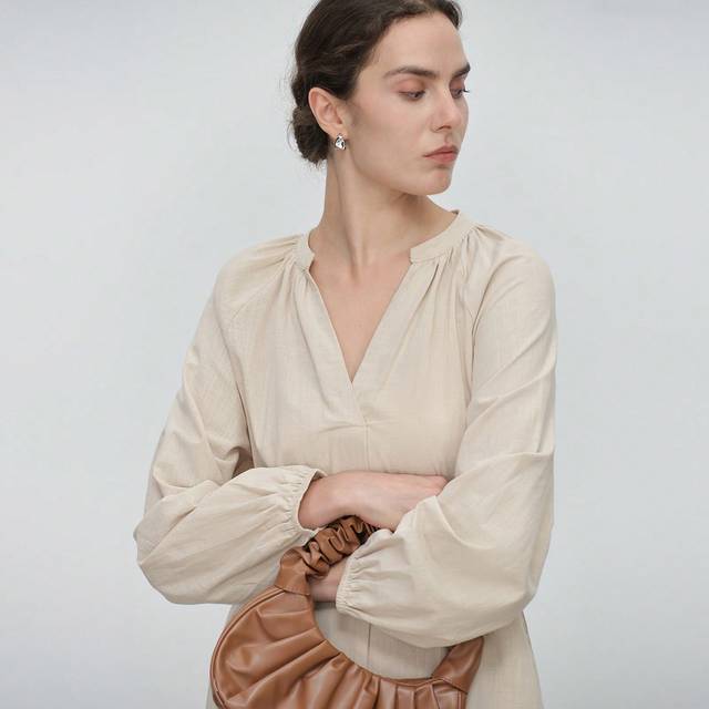 Aalyst 100% Cotton Casual Loose Tie-Waist Long Sleeve Dress