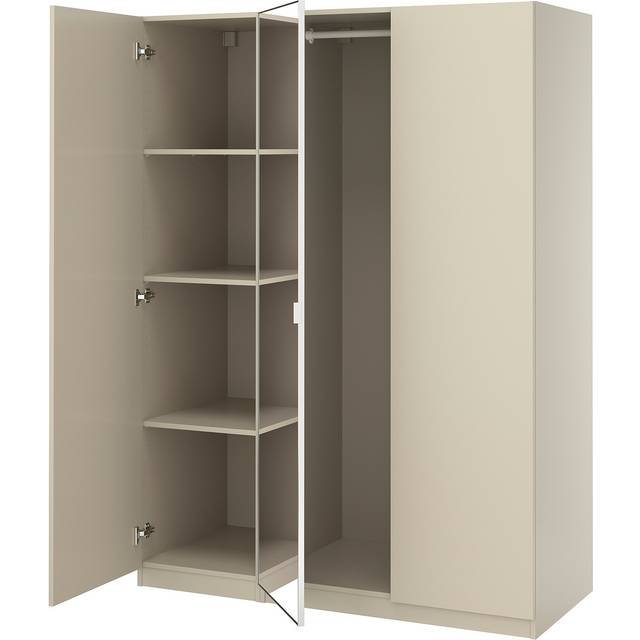 PAX / FORSAND/ÅHEIM garderobskombination, gråbeige/spegelglas, 150x60x201 cm