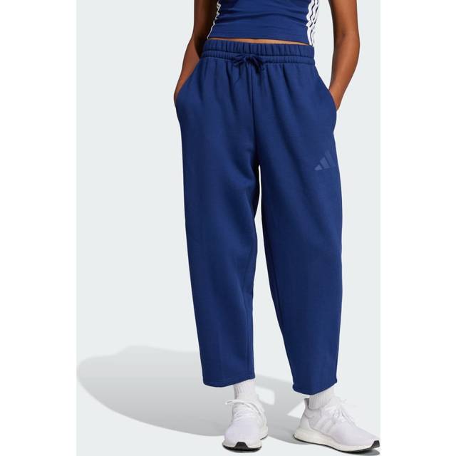 adidas – Essentials – Svarta fleecebyxor med barrelben och logga-Svart/a