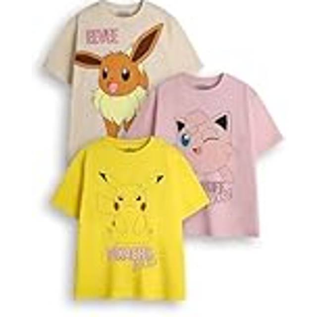 (7-8 Years) Pokemon Multi-Pack of 3 Short-Sleeved T-Shirts (Girls Multicoloured)