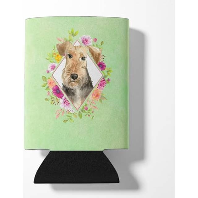 """""Caroline's Treasures CK4364CC Airedale Terrier Green Flowers Can or Bottle Hugger cold-beverage-koozies  12 oz  Multicolor"""""