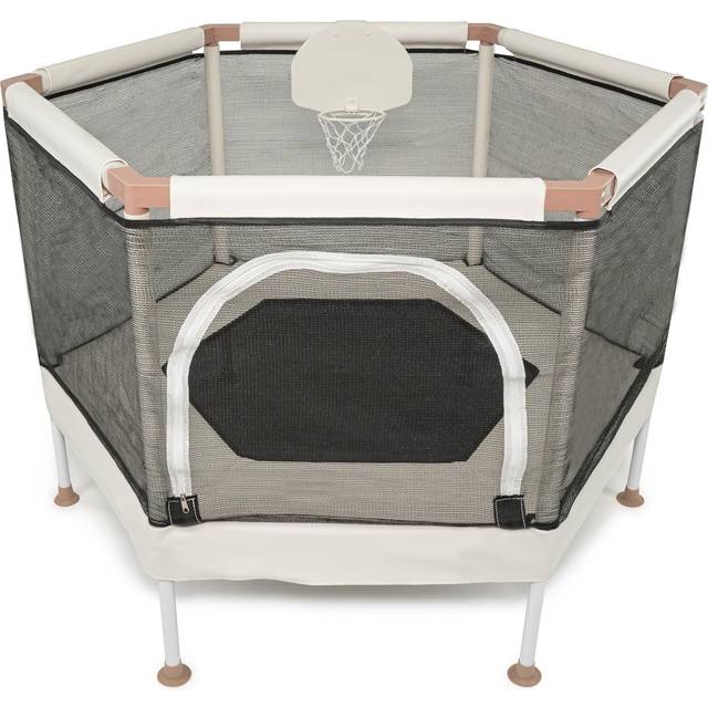 Square House Kids Trampoline  Aesthetic Indoor and Outdoor Toddler Trampoline with Safety Net  Basketball Hoop  220lb Capacity  Ultra Safe No-Gap Desi