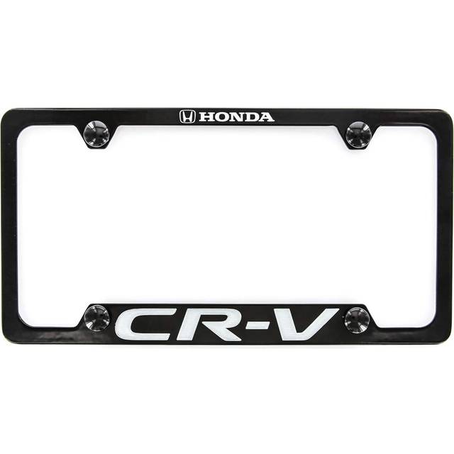 Honda CR-V Black Coated Zinc License Plate Frame Holder Wide Bottom engrave 2 Hole