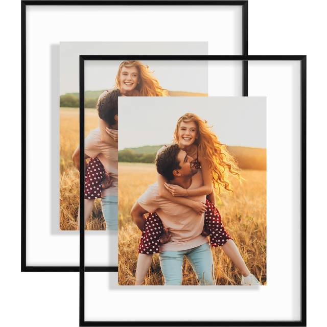 Americanflat Aluminum 16x20 Floating Picture Frame with Shatter-Resistant Glass - Set of 2 - Use as 16x20 Frame or 11x14 Frame - Signature Float Colle