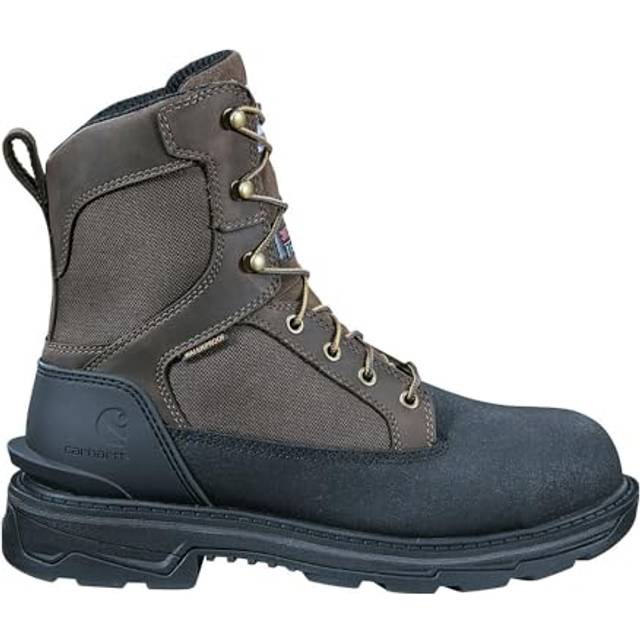 "Carhartt Men's FT8509-M Ironwood Waterproof Insulated 8"""""""" Alloy Toe Work Boot  Dark Brown/Black - 13 W"