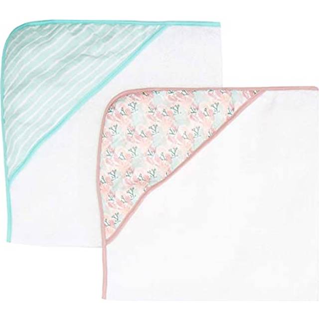 Spasilk Extra Plush Hooded Towel Set for Babies  Soft Terry with Muslin Printed Hood  Pack of 2  Pink Corals