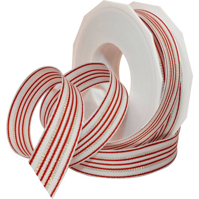 Morex Ribbon V93539.25/20-030 Christmas Grosgrain Ribbon  7/8-Inch by 20-Yard  Red and White