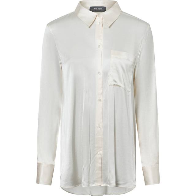 MOS MOSH, Shirts, female, Beige, XS, Elegant Satin Shirt with Pocket
