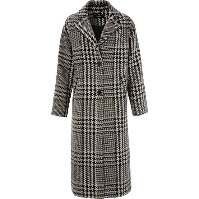 Aniston Casual Checked Winter Coat - Black / White Check