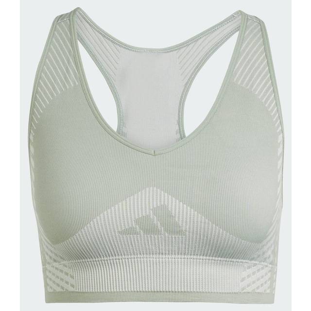 adidas Womens Training Knit Low Support Sports Bra - Green, Silver Green/Wonder Silver, Size L, Women - Ilver Green/Wonder Silver