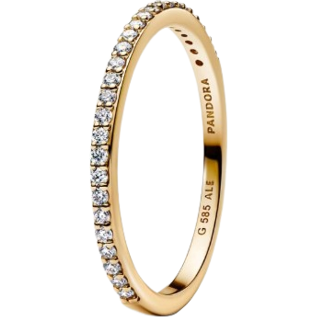 Pandora Era 14k Gold Lab-grown Diamond Half Eternity Pavé Band Ring - 14k gold / Lab-grown diamond - Sz. 52 - Clear