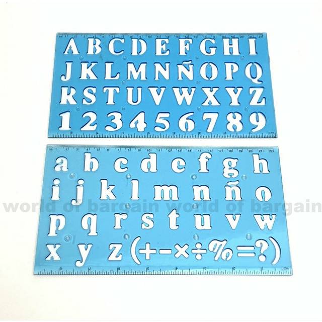BAZIC 20 mm Transparent Lettering Stencil Ruler Sets  2 Per Pack  Colors may vary