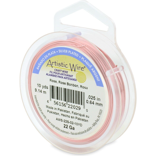 Artistic Wire 64 mm Silver Plated Tarnish Resistant Colored Copper Craft Wire  22 Gauge  10 yd  Rose