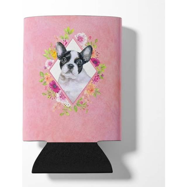 """""Caroline's Treasures CK4143CC French Bulldog Pink Flowers Can or Bottle Hugger cold-beverage-koozies  12 oz  Multicolor"""""
