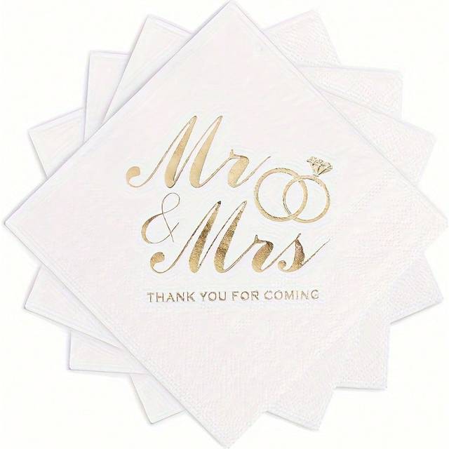 SHEIN 100 Pcs Wedding Cocktail Napkins Disposable Napkins, Bridal Shower Party Decoration, Dessert Napkins For Party
