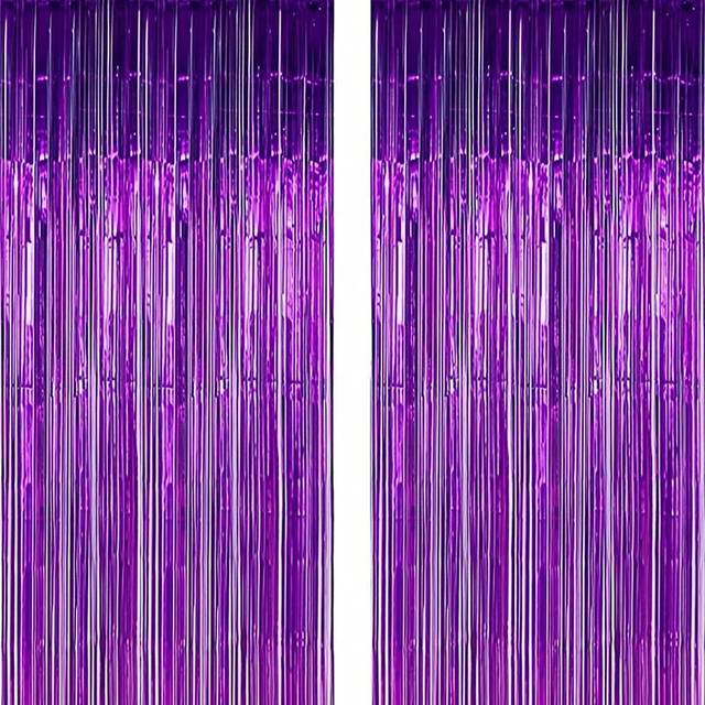 SHEIN 2pcs Metallic Foil Fringe Curtain Photo Booth Backdrop, Large & Small Square Design, Decor Backdrop For Birthday, Wedding, Party, Graduation, Mother&#39;s