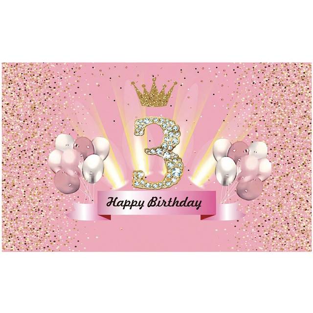 SHEIN 1 To 9 Years Old Birthday Party Background Decoration Cloth Pink Balloon Happy Party Decoration Banner Birthday Background Cloth, Product Size 100 Cm