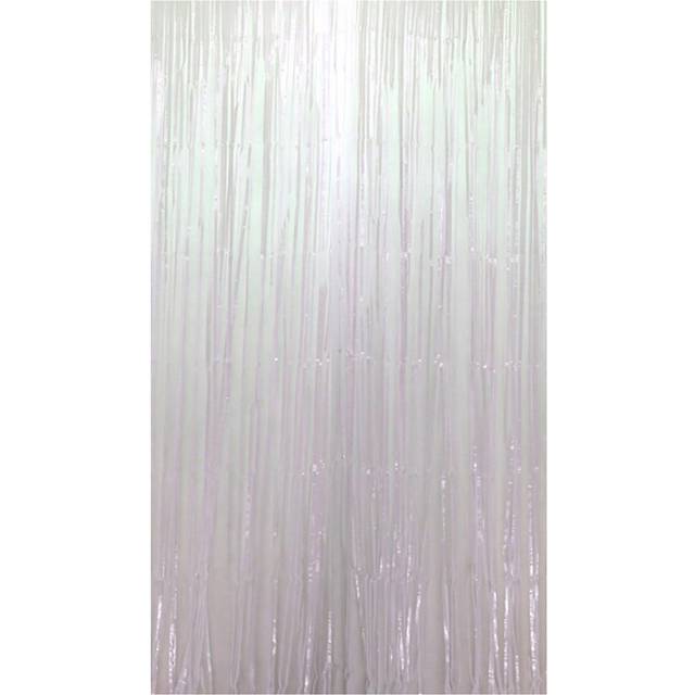SHEIN 1pc White Fringe Flower & Rain Silk Curtain For Party Decoration 1*2m Backdrop,Christmas