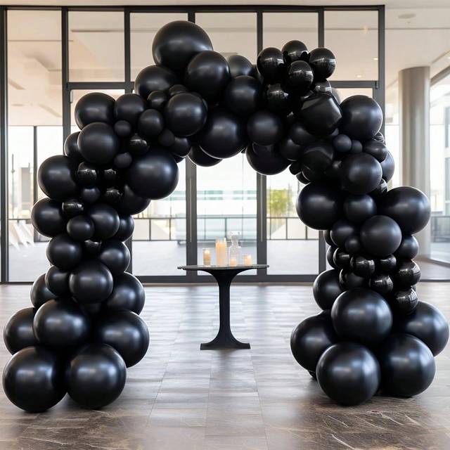 SHEIN 130pcs Black Latex Balloon, Suitable For Birthday Party, Wedding, Bridal Shower, Anniversary, Graduation, Summer Gathering, Home Decor, Room Backdrop,
