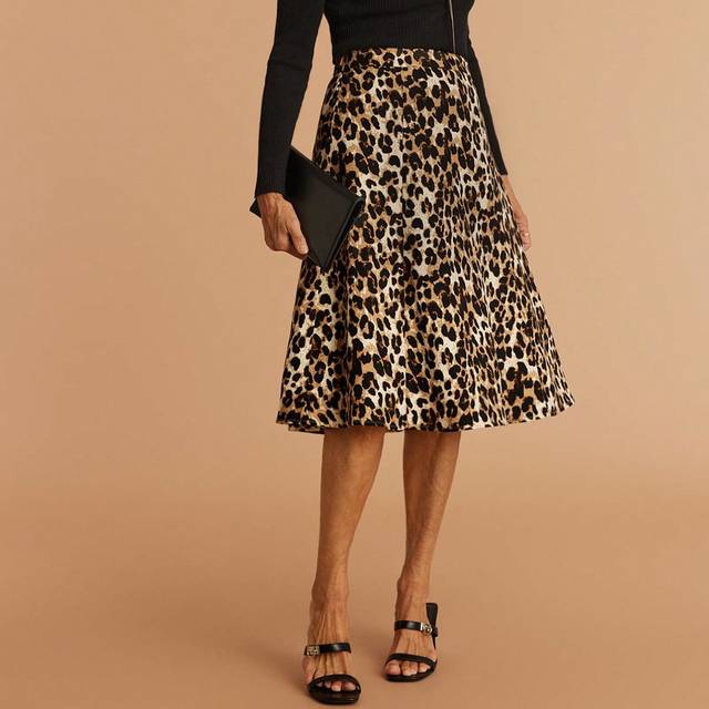Miaspire Women Casual Leopard Print Midi Skirt, Daily Wear