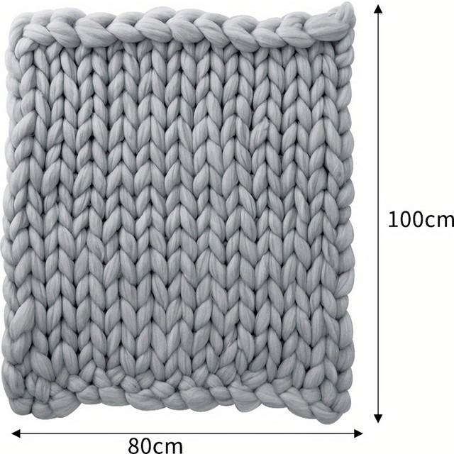 TEMU Cozy Hand-knitted Chunky Blanket - Soft, Stretchy, And Tear-resistant For Sofa, Bed, Or Office Chair - Grey