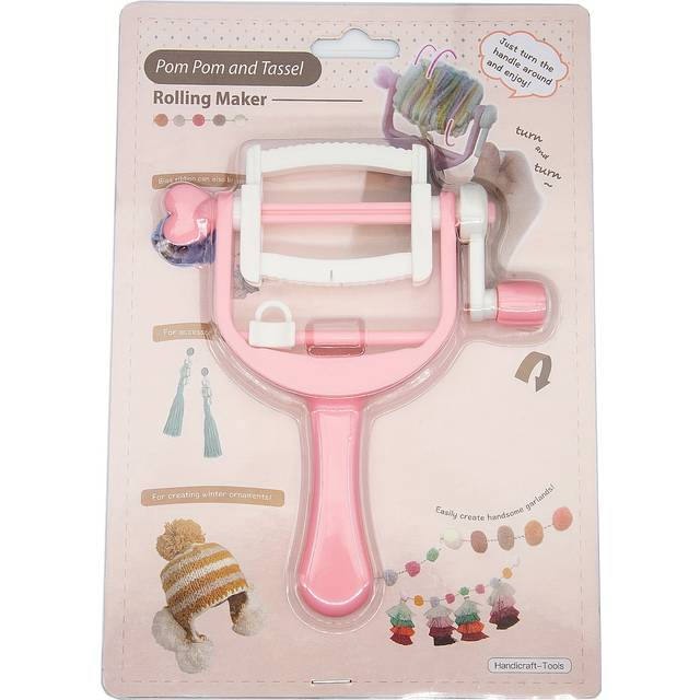 TEMU Pink Handheld Tassel And Pom-pom Maker - Diy Crafting Tool For Knitting & Crochet Projects