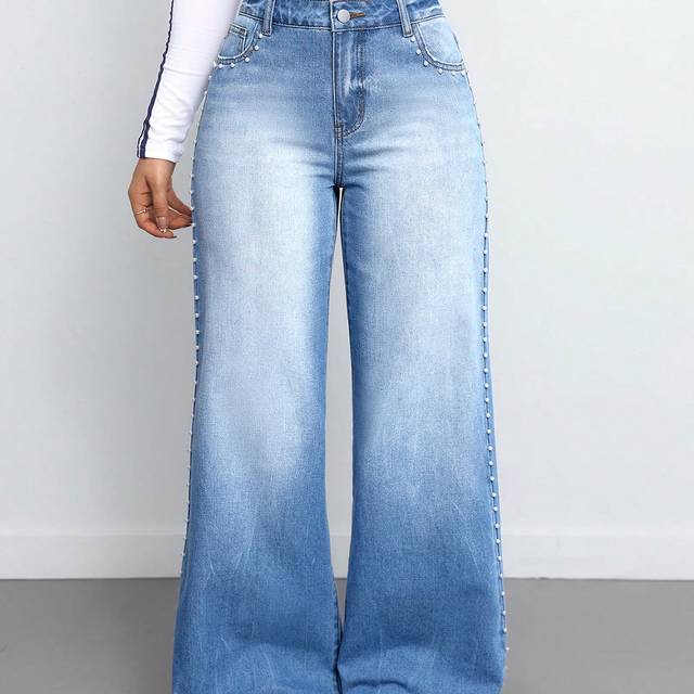 SHEIN Women&#39;s Sexy Low Waist Skinny Straight Leg Jeans, Blue