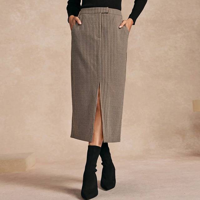 Almamuse 1pc Women&#39;s Fitted High-End Midi Skirt Maxi Women Outfit