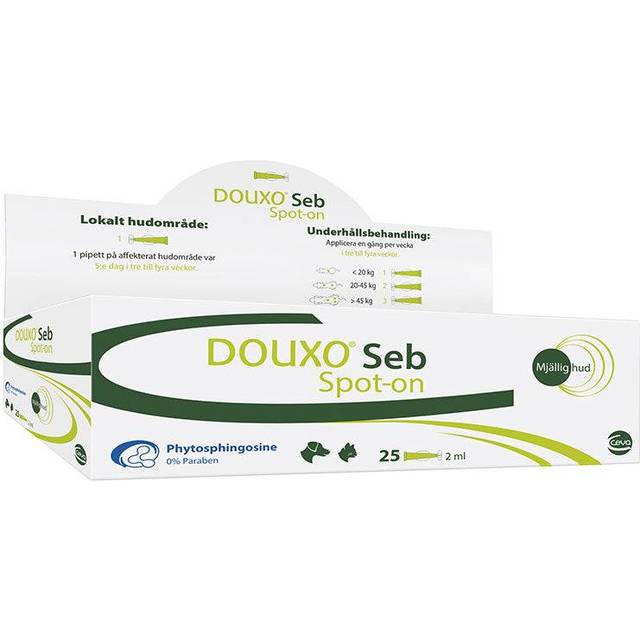 DOUXO Seb Spot-On Display Återfuktande pipetter för hund och katt 25 x 2 ml