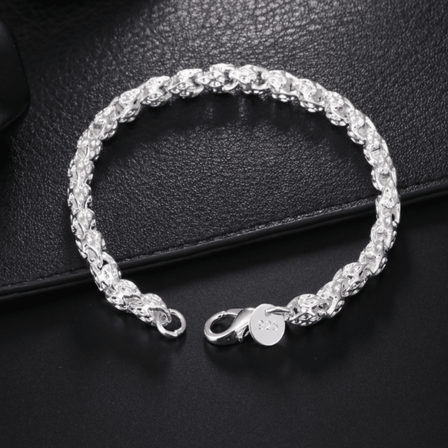 SHEIN Vintage Boho Style 925 Sterling Silver Bracelet, Luxury Elegant Chain, No Plating, Pure Silver Women&#39;s Jewelry, Ideal For Daily Wear And Gift-Giving,