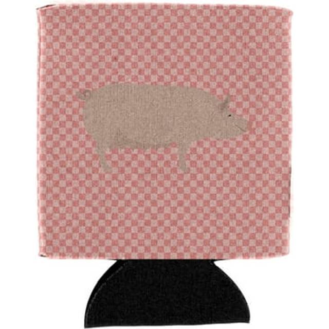 """""Caroline's Treasures English Large White Pig Pink Check Decorative Can Hugger  Multicolor"""""