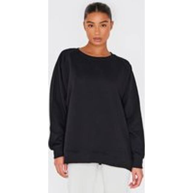 Black Premium Fleeceback Longline Sweatshirt, Black - XS