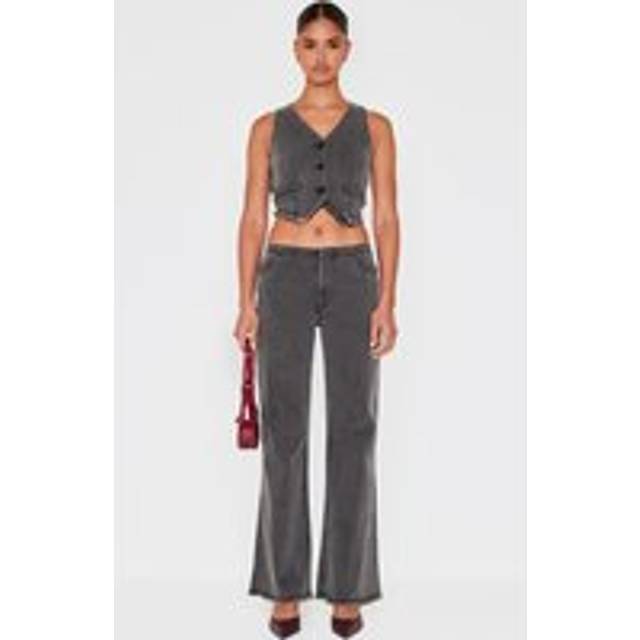 Washed Black Invisible Waistband Low Rise Straight Leg Jeans, Washed Black - 4