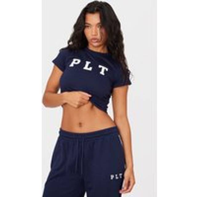 PRETTYLITTLETHING Navy Fitted T Shirt, Blue