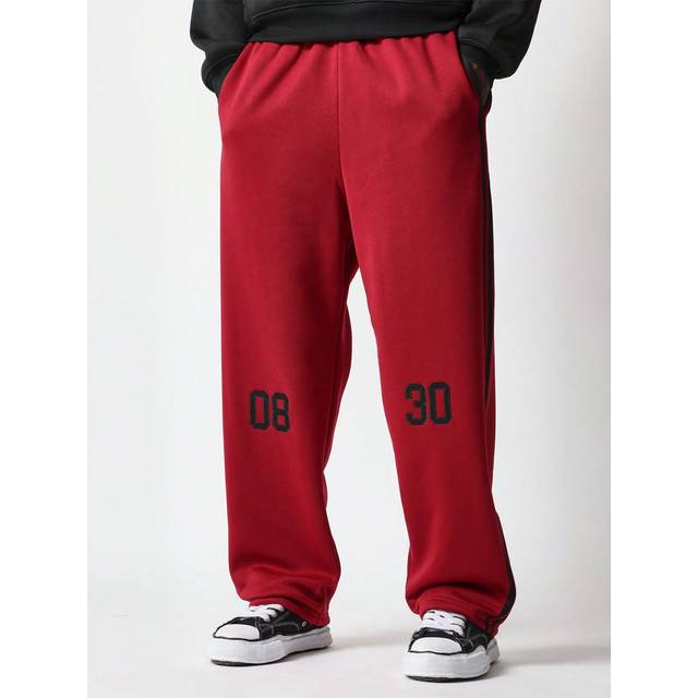 SUMWON Retro Athletic Premium Sweatpants With Varsity Numbers Side Stripes Fall Winter Athleisure Training Jogger College Sports Pants Streetwear