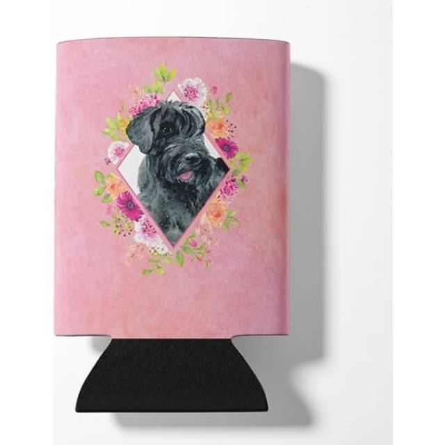 """""Caroline's Treasures CK4178CC Giant Schnauzer Pink Flowers Can or Bottle Hugger cold-beverage-koozies  12 oz  Multicolor"""""