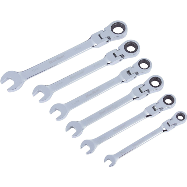 6 Piece Flexible Head Ratchet Spanners Set - 04312 Spanner Bluespot Pce -  ratchet set flexible 04312 6 spanner bluespot pce piece