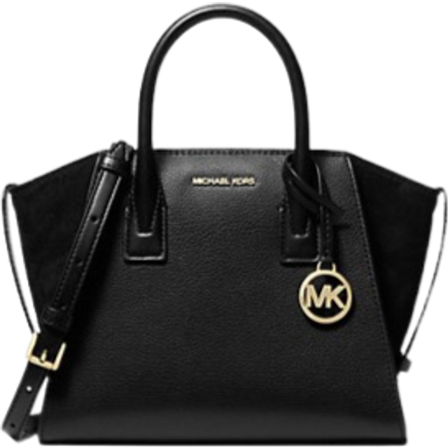 Michael Kors Avril liten logotyp och läderväska svart, Svart mocka, small
