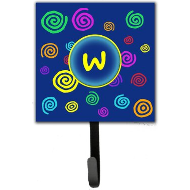 """""Caroline's Treasures CJ1011-WSH4 Letter W Initial Monogram-Blue Swirls Leash Holder or Key Hook  Small  Multicolor"""""