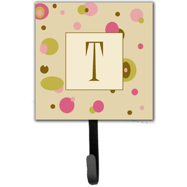 """""Caroline's Treasures CJ1004-TSH4 Letter T Initial Monogram-Tan Dots Leash Holder or Key Hook  Small  Multicolor"""""