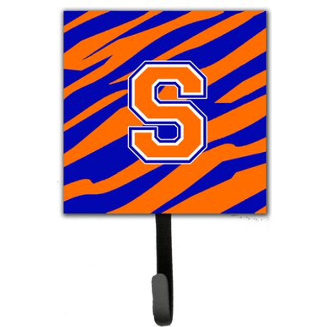 """""Caroline's Treasures CJ1023-SSH4 Letter S Initial Monogram-Tiger Stripe-Blue Orange Leash Holder or Key Hook  Small  Multicolor"""""
