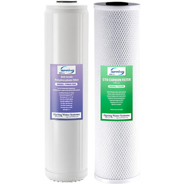 iSpring F2WGB22BDS 4.5  x 20  2-Stage Whole House Water Filter Replacement Pack  Reduces Chlorine  Scale  Corrosion  Fits WGB22B-DS