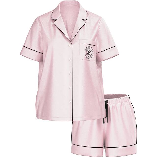 Victoria's Secret Pretty Blossom Fiona Foil Pink Satin Short Pyjama Set - pretty blossom fiona foil pink - XS