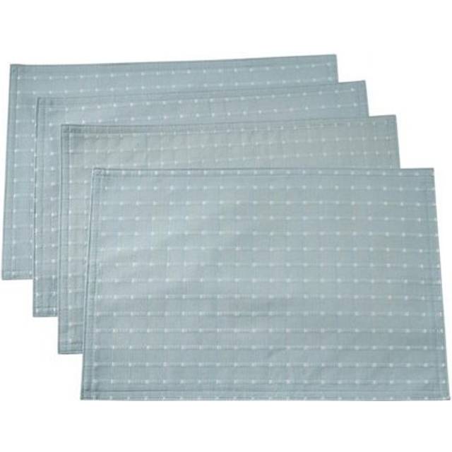 SARO 2136.A1319B 13 x 19 in. Cousu Collection Stitched Line Placemats  Aqua - Set of 4