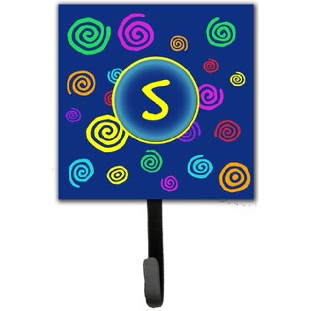 """""Caroline's Treasures CJ1011-SSH4 Letter S Initial Monogram-Blue Swirls Leash Holder or Key Hook  Small  Multicolor"""""