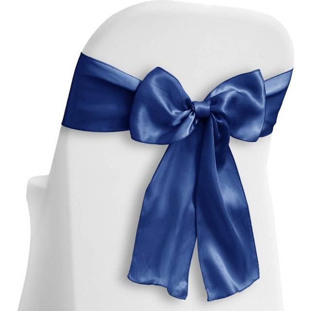 Lann's Linens - 100 Elegant Satin Wedding/Party Chair Cover Sashes/Bows - Ribbon Tie Back Sash - Royal Blue