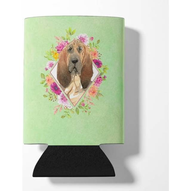 """""Caroline's Treasures CK4419CC Bloodhound Green Flowers Can or Bottle Hugger cold-beverage-koozies  12 oz  Multicolor"""""