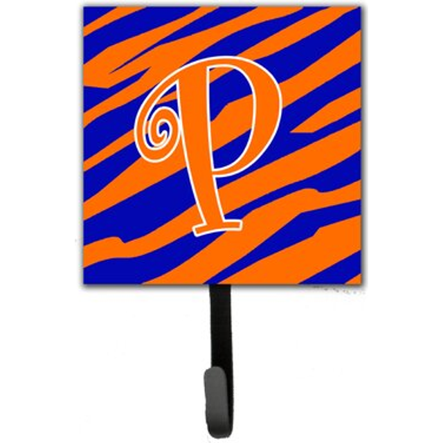 """""Caroline's Treasures CJ1036-PSH4 Letter P Initial Tiger Stripe Blue and Orange Leash Holder or Key Hook  Small  Multicolor"""""
